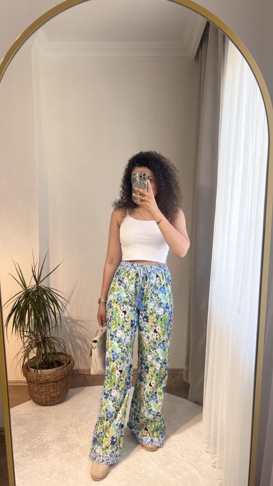 Floral Desen Pantolon