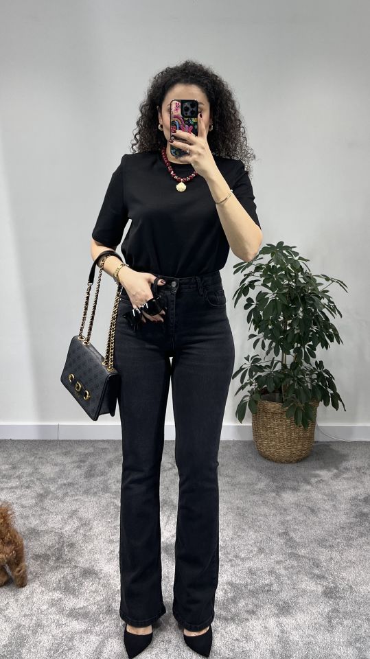 Premium Vatkalı Siyah Tshirt