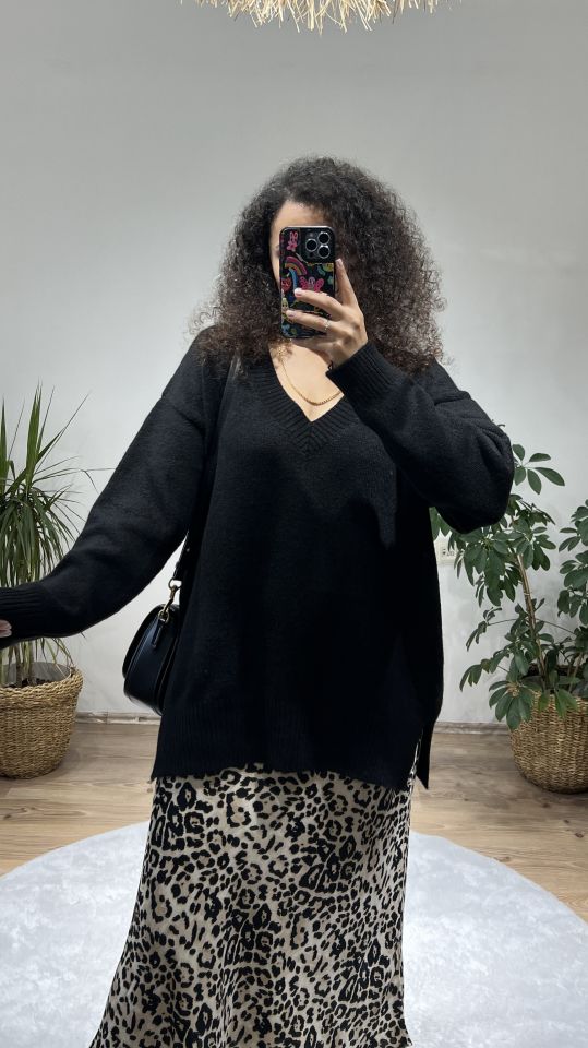 Ms Oversize Siyah Kazak