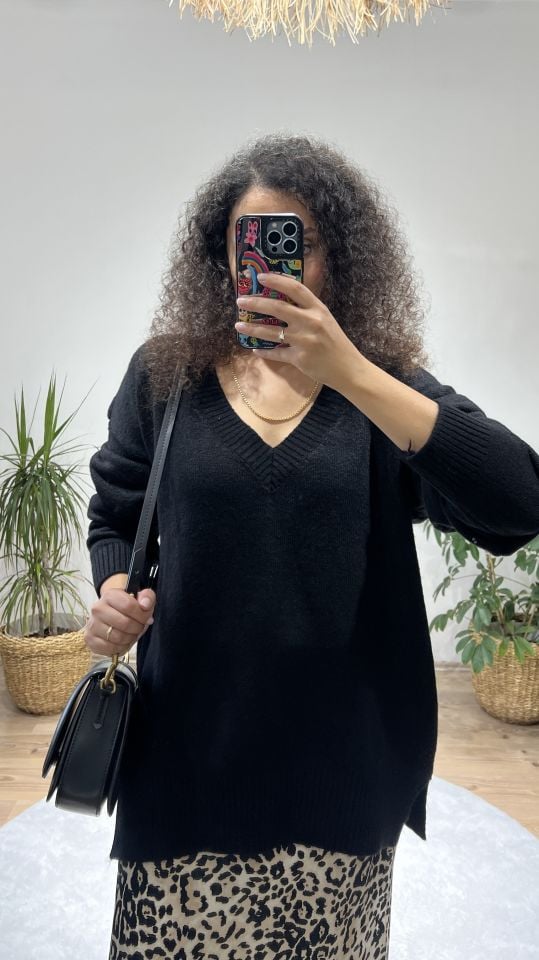 Ms Oversize Siyah Kazak