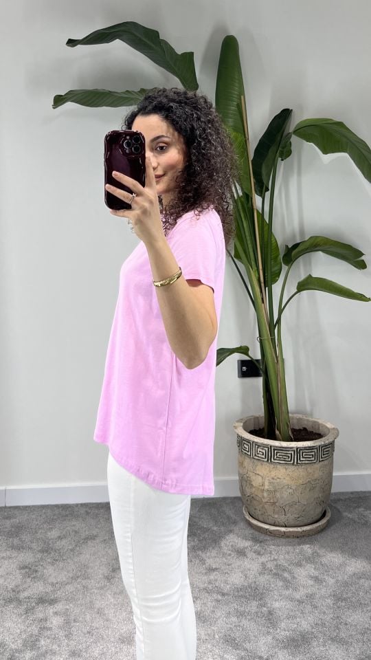 Quzu Basic Tshirt Pembe