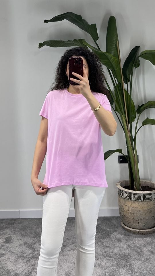 Quzu Basic Tshirt Pembe