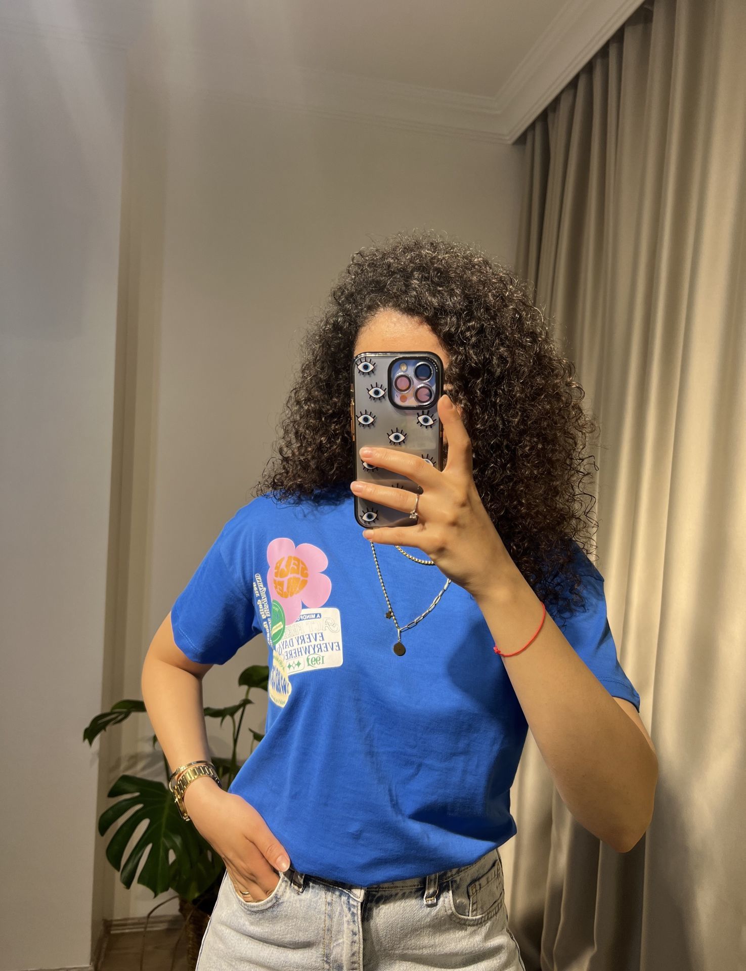Quzu Baskılı Tshirt Mavi
