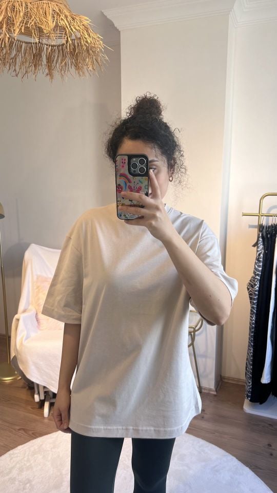 Bej Rengi Basic Tshirt